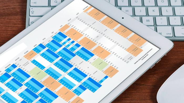 Calendrier, clavier d'ordinateur