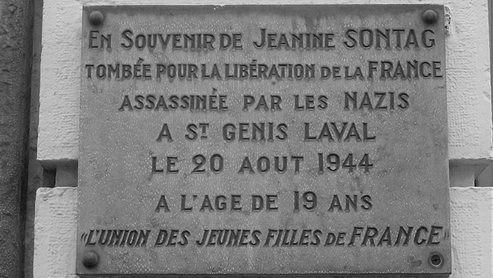 Plaque en souvenir de Jeanine Sontag