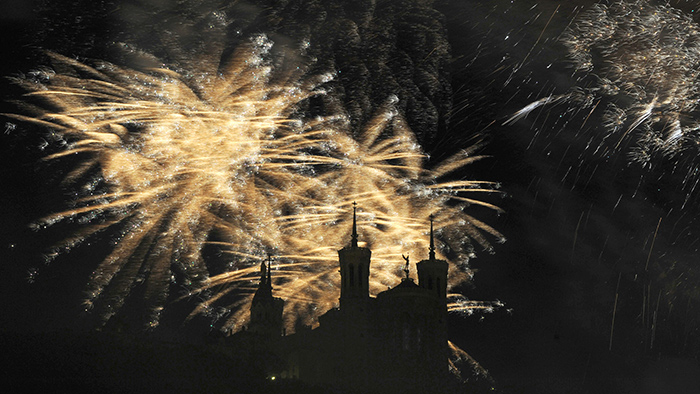 Feu d'artifice tiré depuis Fourvière