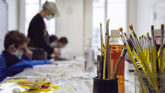 Atelier au musée de l'Imprimerie et de la Communication graphique / photo : Sarah Lowicki