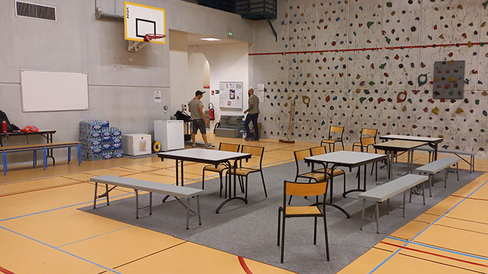 Illustration : Installation du Gymnase Enghien dans le cadre du plan ORSEC