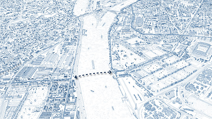Schéma de la passerelle Gerland-Saulaie Vignette