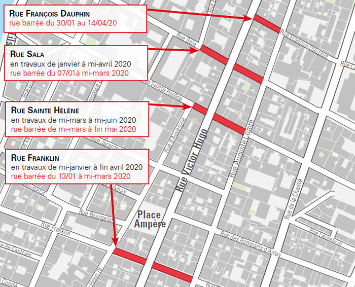 Calendrier et plan des travaux rues Franklin, Sainte-Hélène, Sala et Dauphin Vignette