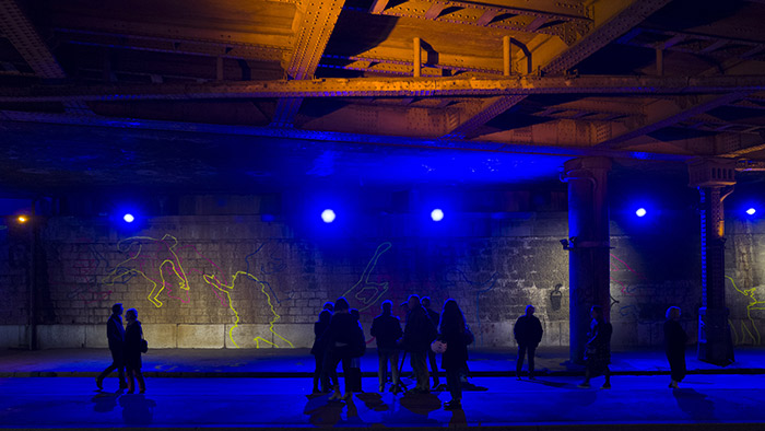 Mise en lumière scénographique du Pont-Rail Stalingrad à Lyon 6e / Emmanuel Foudrot