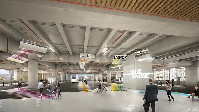 L’espace d’attente de la gare côté Saône (Perrache)