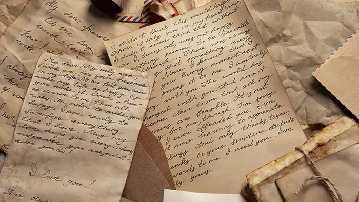 Lettres à l'encre violette