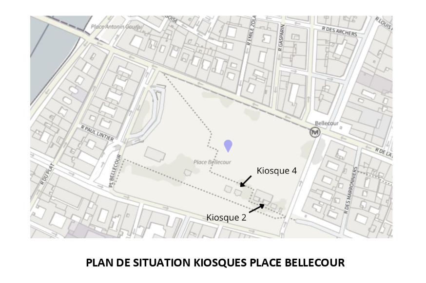 plan de situation kiosques place Bellecour